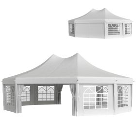 Outsunny 29' x 21' Canopy Party Event Tent with 2 Pull-Back Doors, White