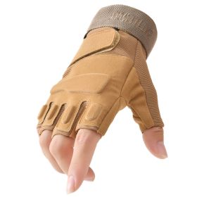 Outdoor Tactical Gloves Airsoft Sport Gloves Half Finger Military Men Women Combat Shooting Hunting Fitness Fingerless Gloves (Color: khaki, Gloves Size: S)