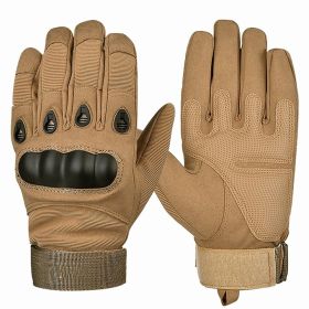 XG-TG1 Tactical Self Defense Gloves Hard Knuckle (Full Finger) (Color: khaki, size: large)